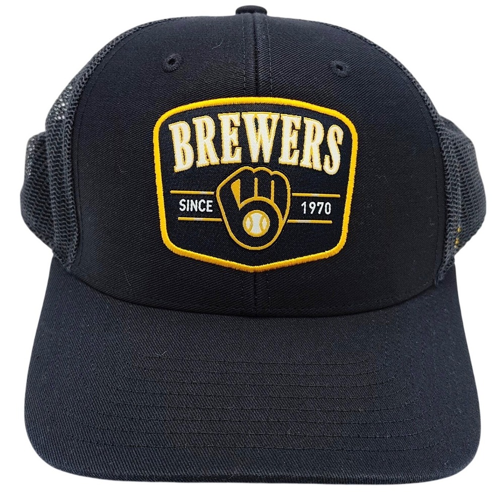 '47 Brand Milwaukee Brewers Hat Cap Mens Blue Trucker Snapback MLB Baseball